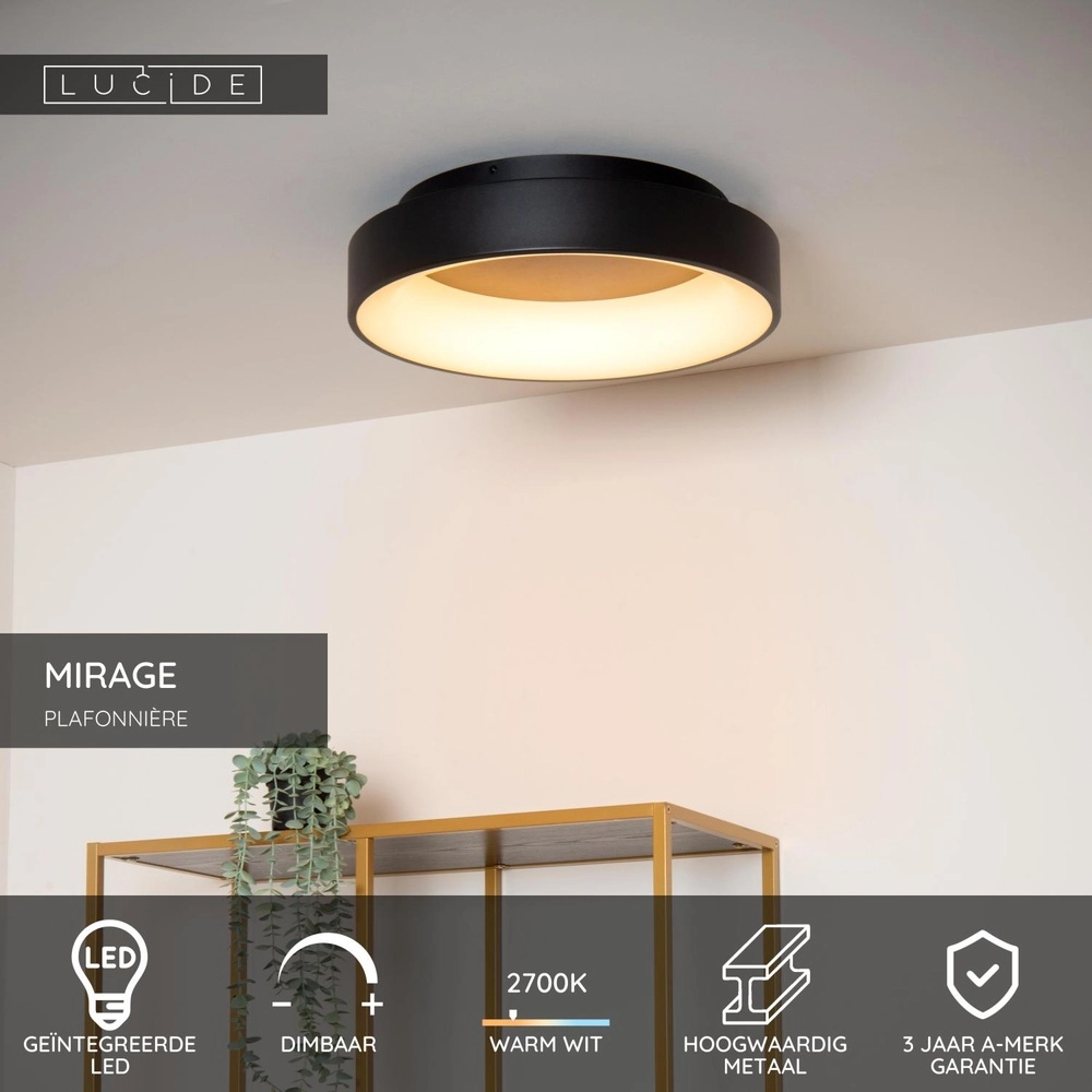 Lampe de plafond Mirage Ø 45cm noir Lucide 5411212361226