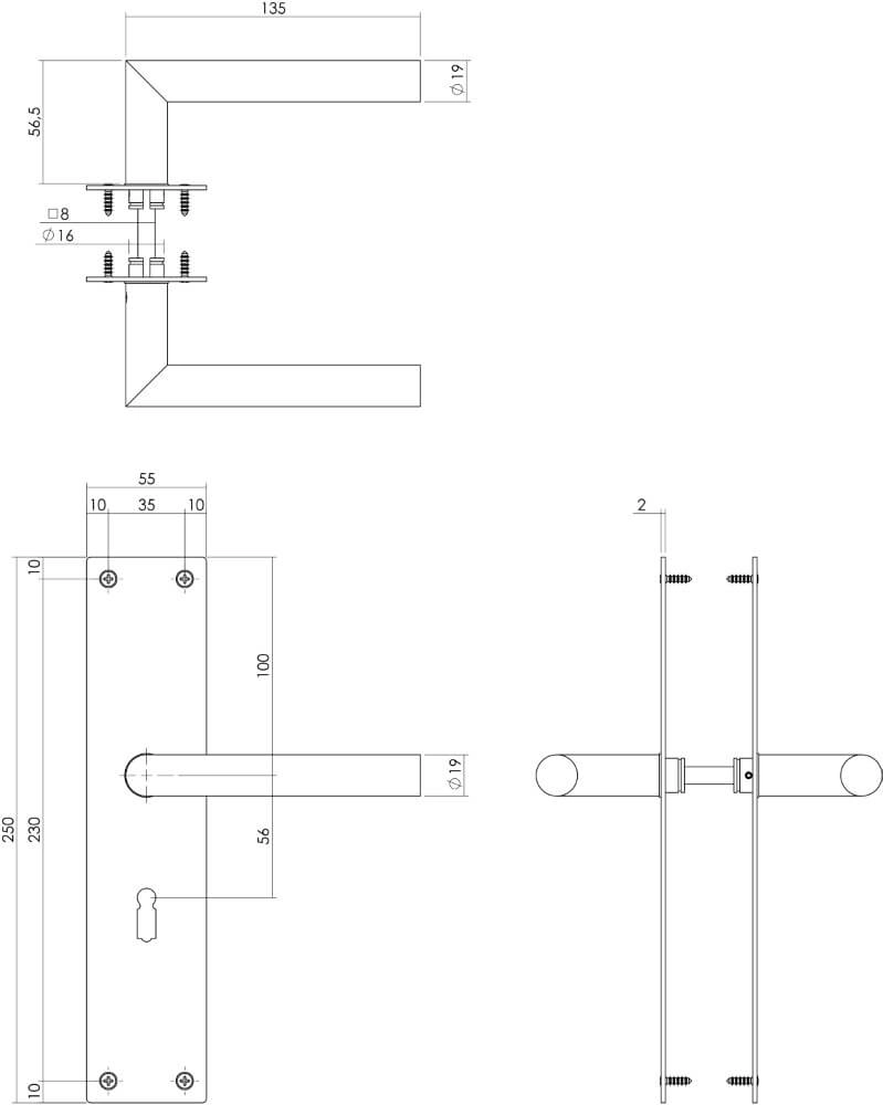 Poignée de porte étanche Jura Trou de serrure noir Intersteel 8714186489581