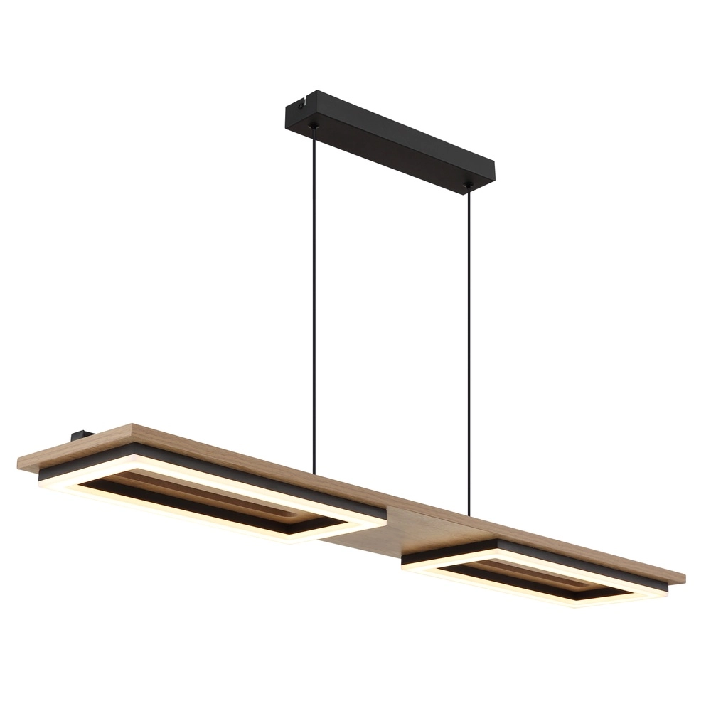 Lampe de plafond à design Bruce noir avec bois