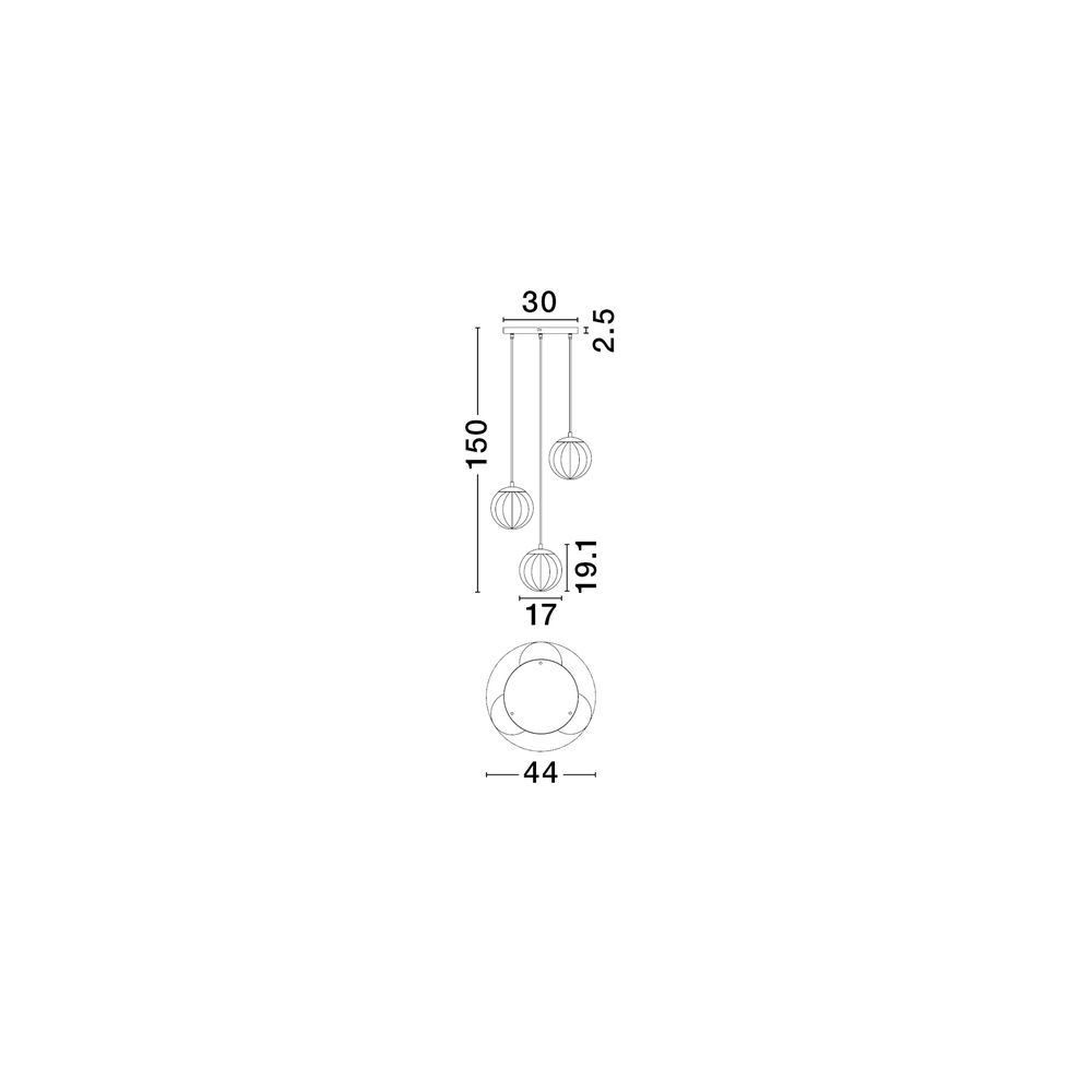 Suspension Abbacus Verre fumé à 3 lumières Lyora 5212017461056