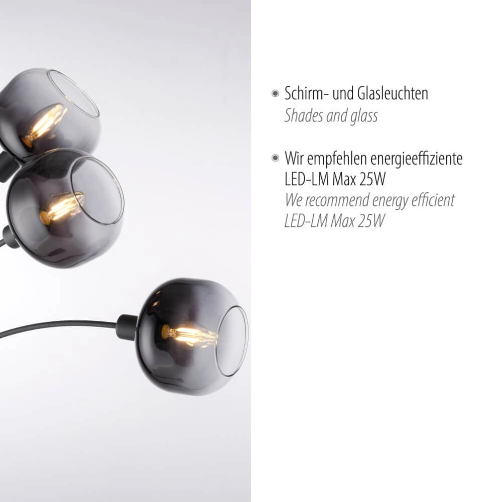 Lampadaire noir Zea 3 lumières Just Light 4043689993764