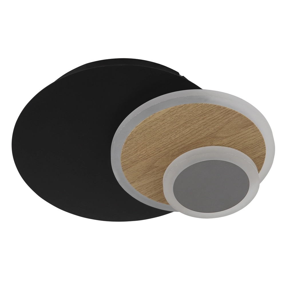 Lampe murale noire Odonell avec du bois Globo 9007371566419