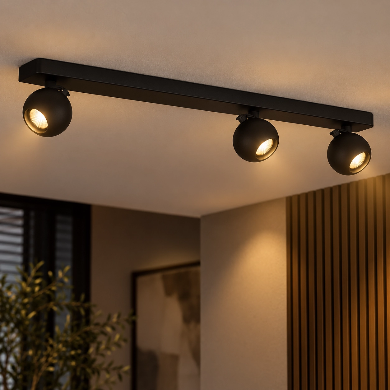 Plafonnier Bolero Sphère 3 lumières noir