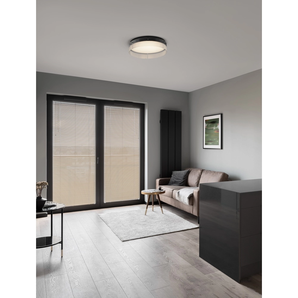 Plafonnier design Pauline noir avec verre Ø 55cm Lyora 5212017445407