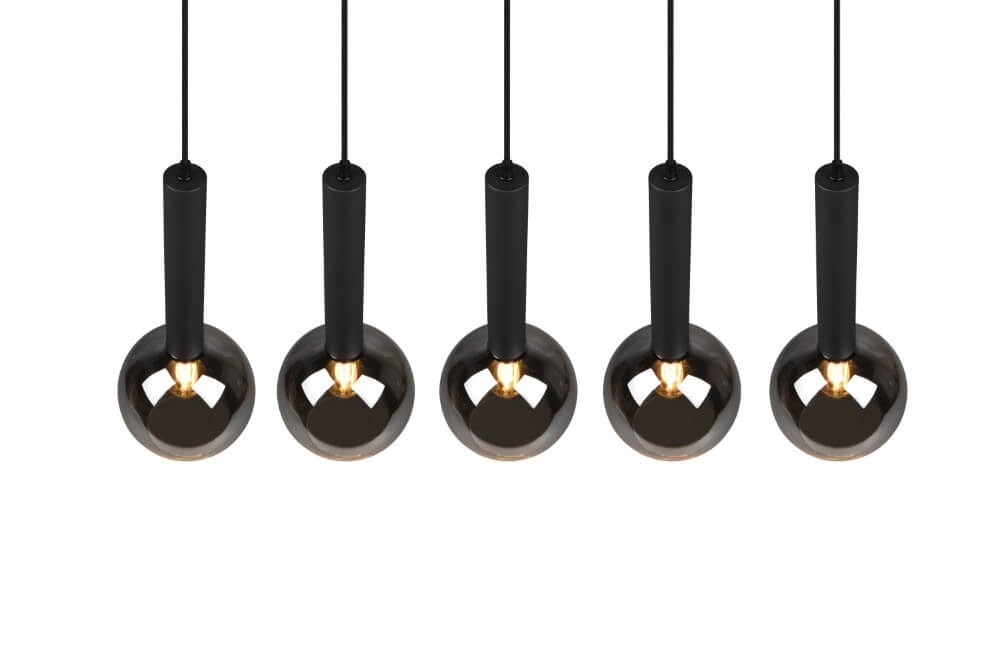 Lampe suspendue 5 lumières Clayton noir Trio 4017807522471