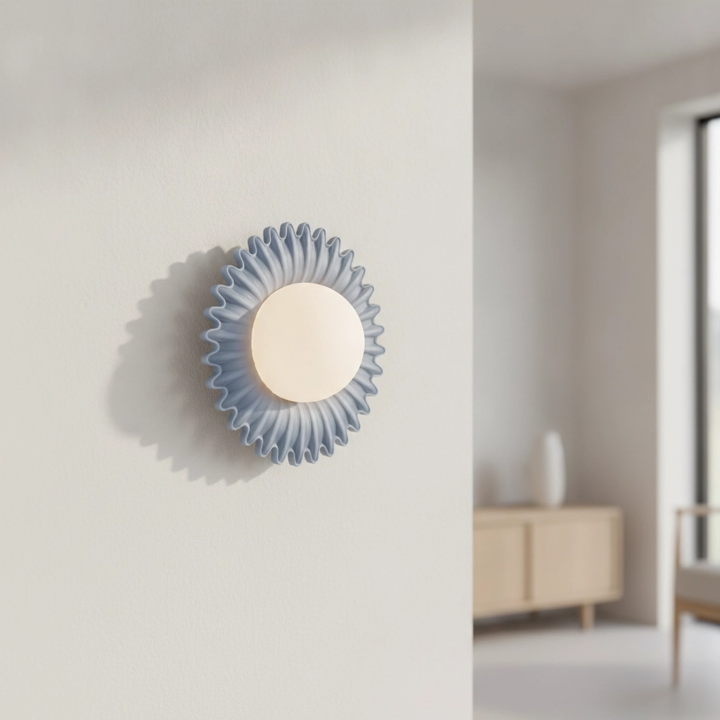 Applique murale Petel bleu avec verre blanc