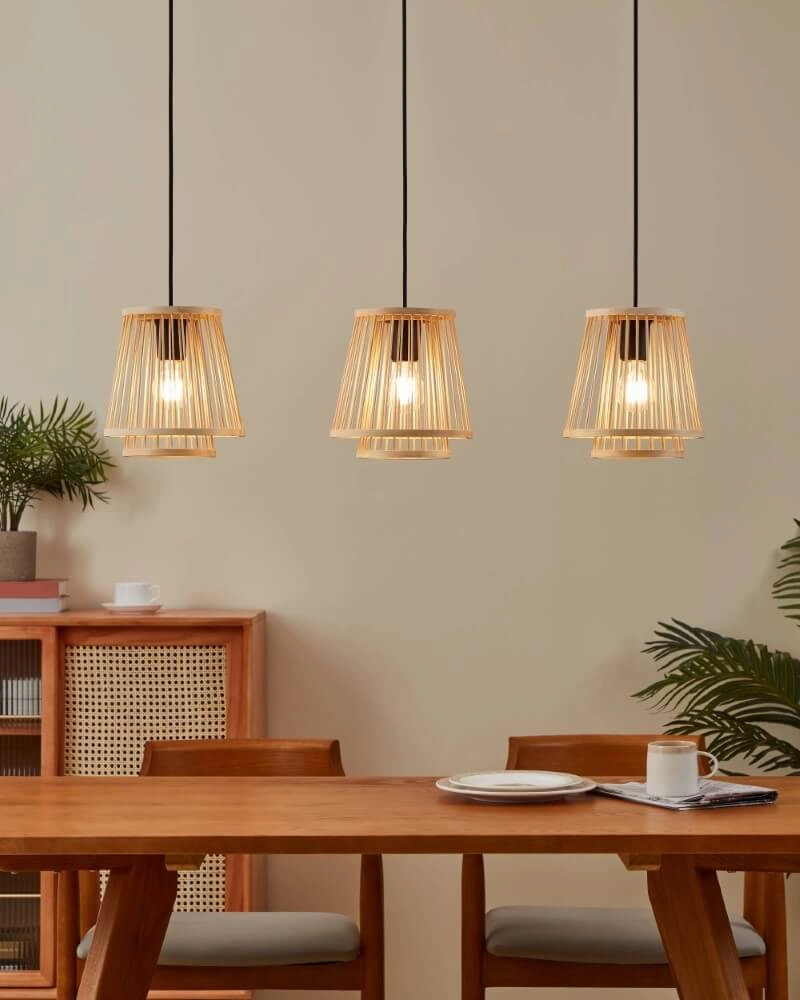 Lampe suspendue en bois Hykeham 3 lumières Eglo 9002759438531
