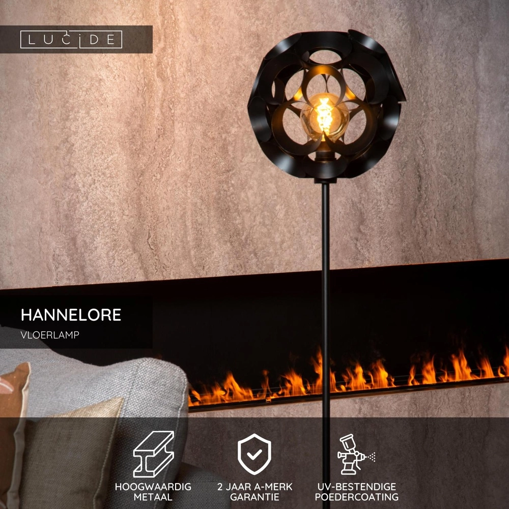 Lampe de pied Hannelore Noir Lucide 5411212106285