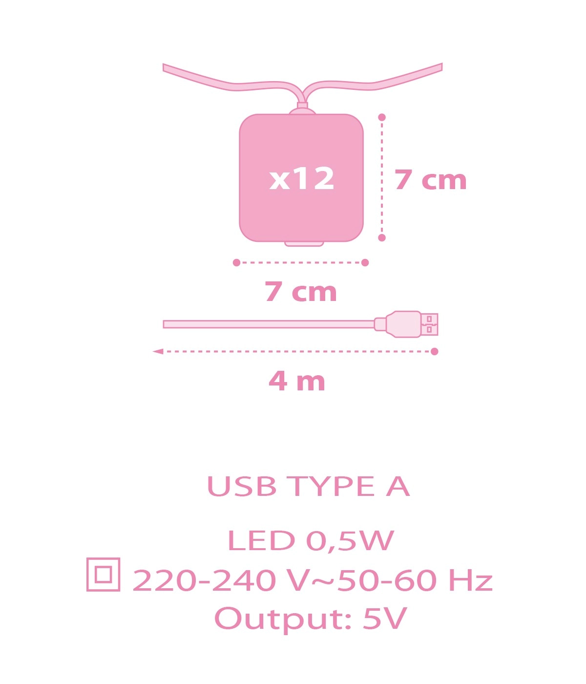 Guirlandes lumineuses Unicorns rose pour chambre d’enfant Dalber 8420406415956