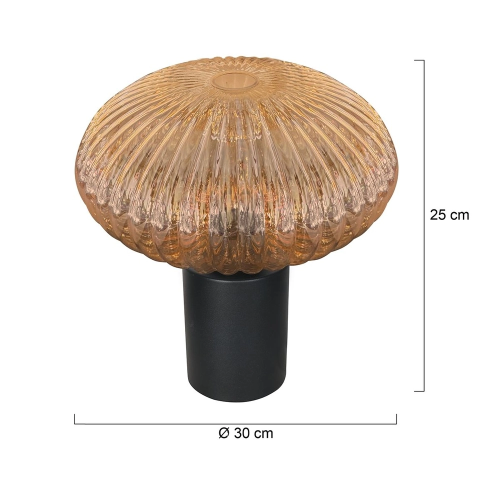 Lampe de table Bloeba noir avec verre ambré Steinhauer 8712746179163