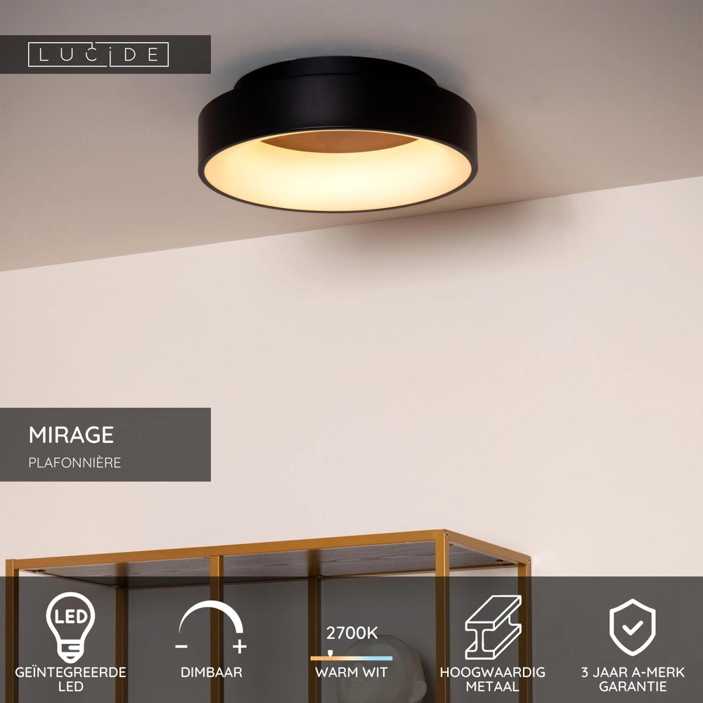 Lampe de plafond Mirage Ø 38cm noir Lucide 5411212361202