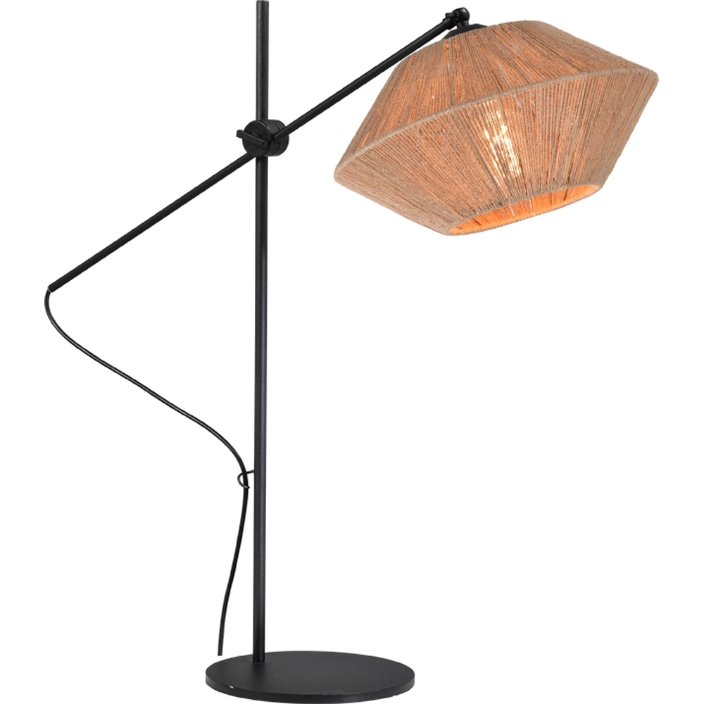 Lampe de table réglable Bicono avec une casquette en corde Ø 35cm
