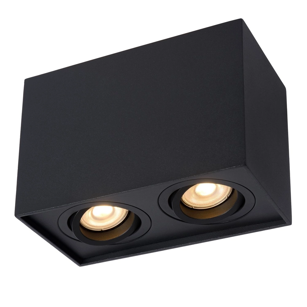 Emplacement de plafond monté en surface Tube Rectangle noir Lucide 5411212221292