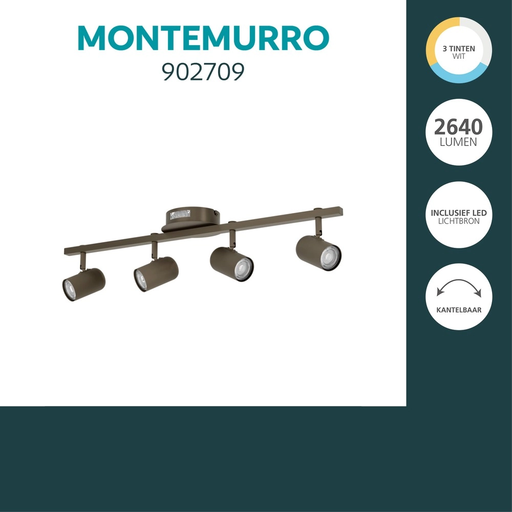 Emplacement monté en surface Montemurro Bronze foncé à 4 parties claires Eglo 9008606392254