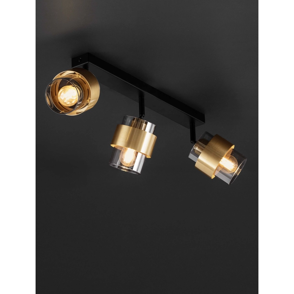 Plafonnier Sianna 3 lumières noir avec or Lyora 5212017452610