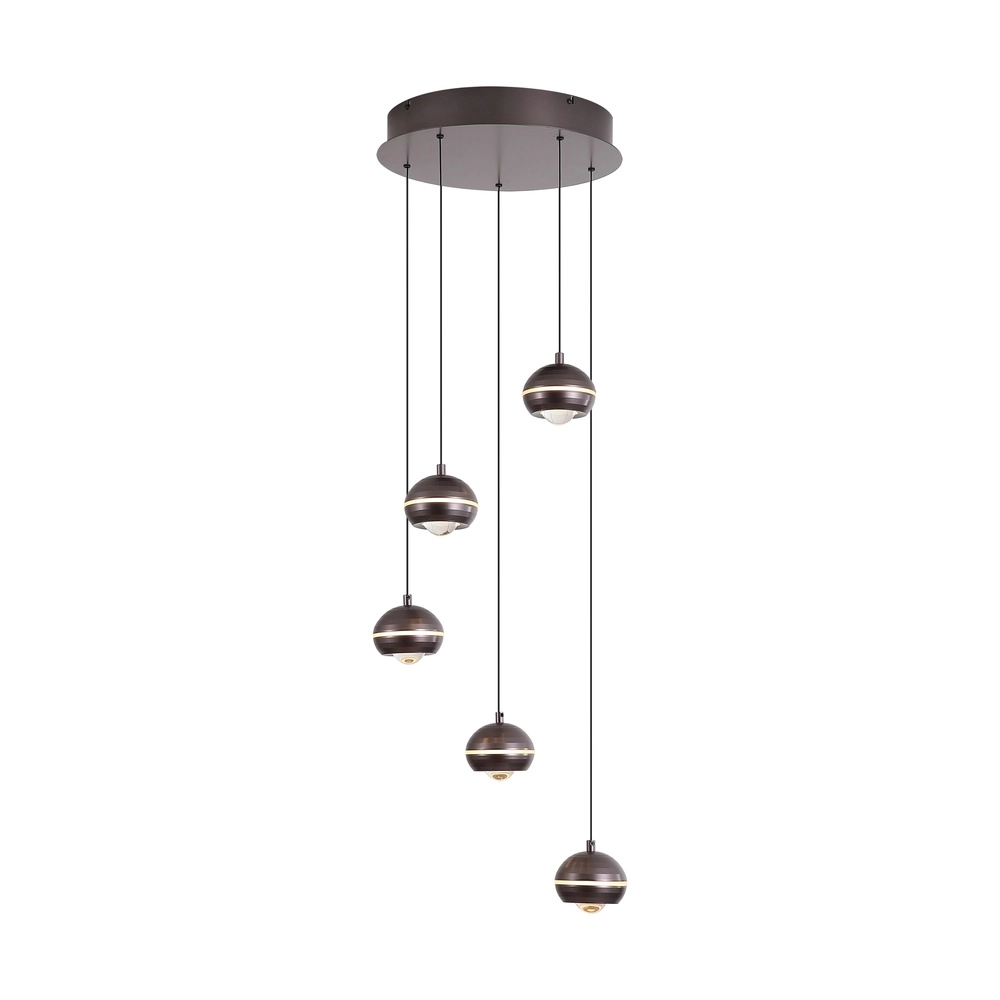 Lampe pendante de conception Meteor Nickel noir 5 clairs