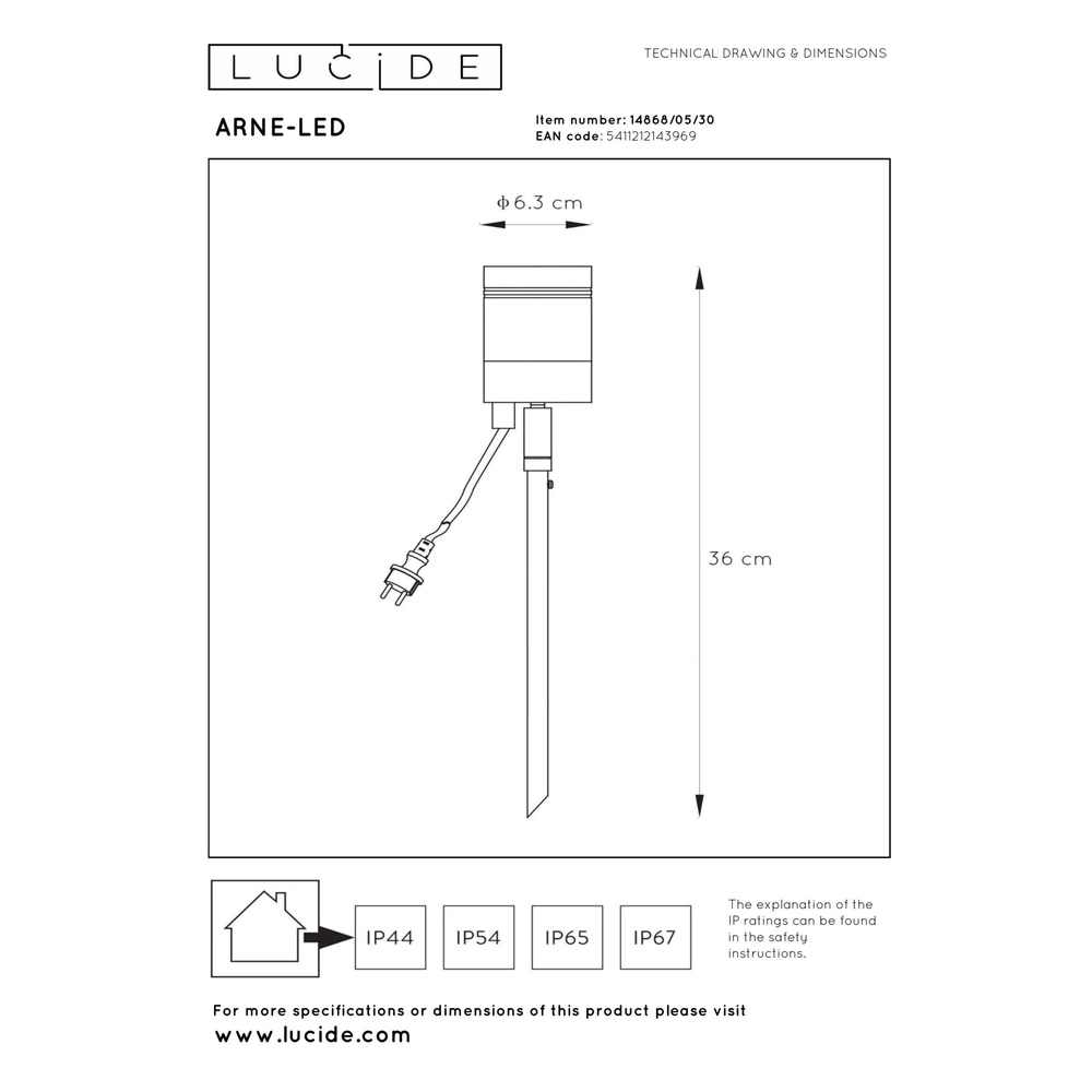 Tache de pointe Arne-Led Noir Lucide 5411212143969