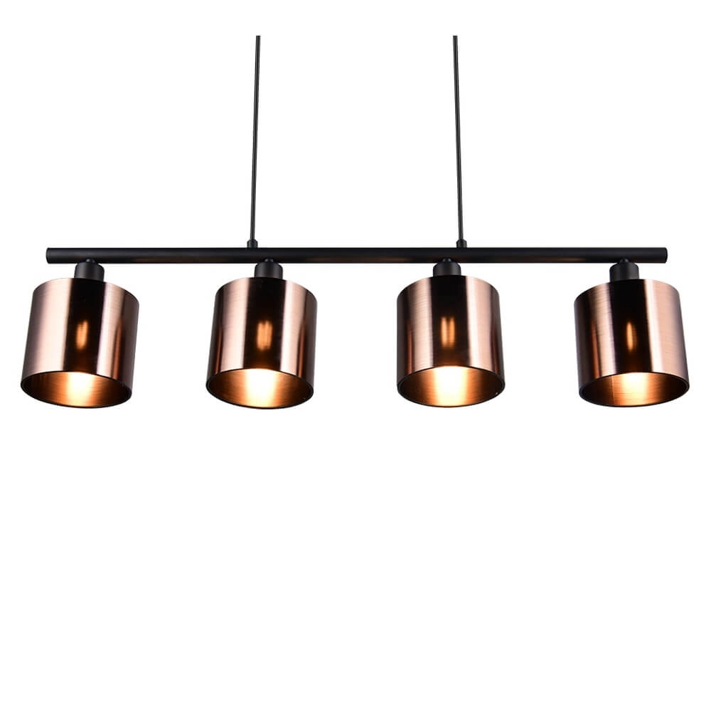 Suspension 4 lumières Jason noir avec bronze cuivré Trio 4017807641172