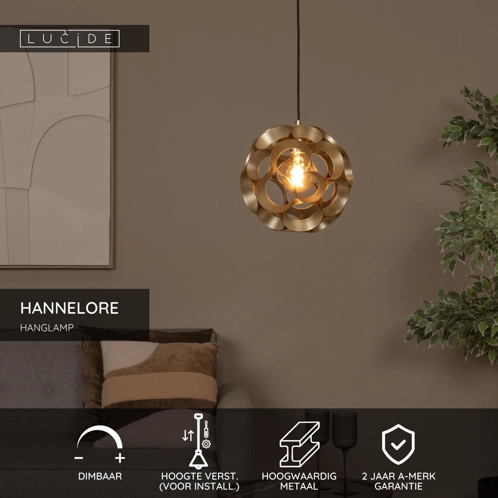 Lampe pendante unique Hannelore Ø 30 cm d’or Lucide 5411212106216