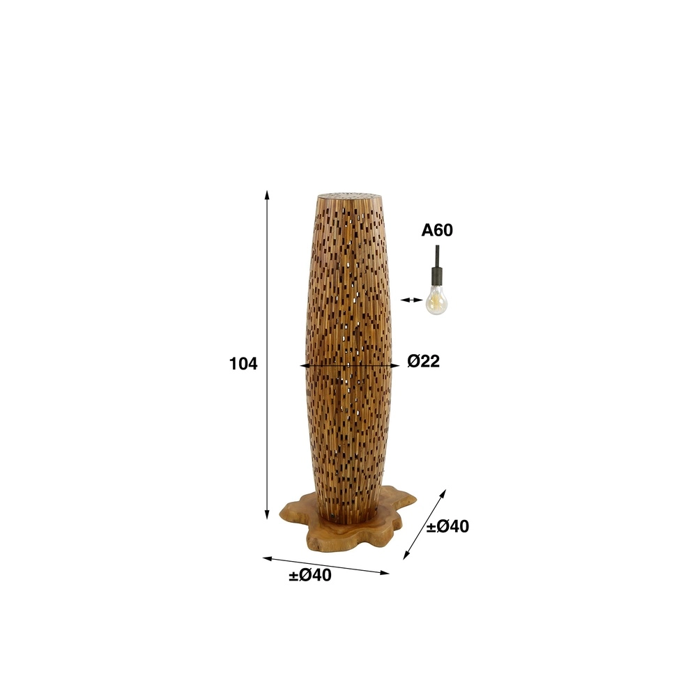 Lampe de sol en bois Bars Teck - 104 cm - Ø 40 cm Lyora 8716803512788