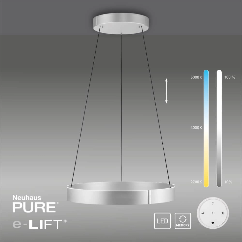 Lampe suspendue ronde Pure E-Clipse aluminium Ø 70cm Paul Neuhaus 4012248372364