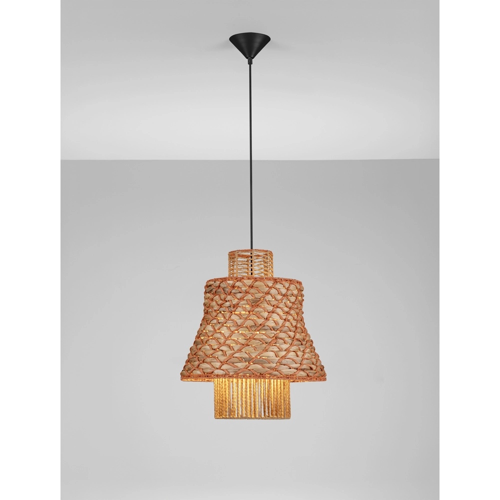 Suspension en rotin Mande brun avec orange Suspension en rotin Mande brun avec orange