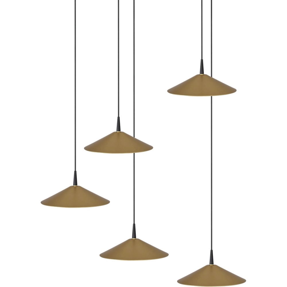 Lampe suspendue à 5 lumières Ceppo noir avec or Ø rond 22cm Masterlight 8718121358734