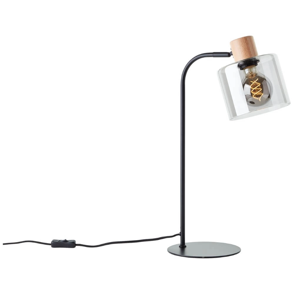 Lampe de table Weald noir avec du bois Brilliant 4004353419263