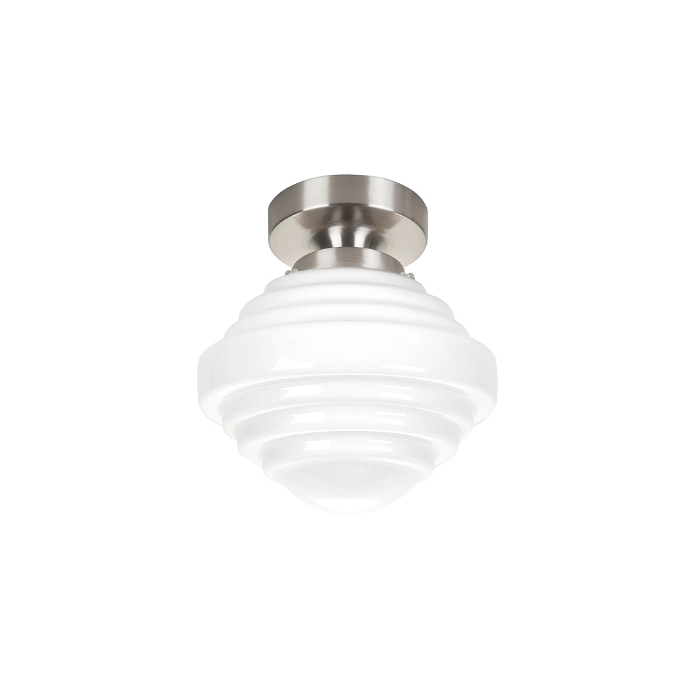 Plafonnier en nickel York verre blanc Ø 15cm