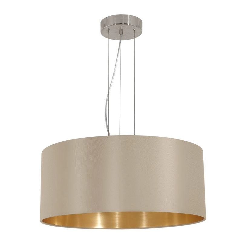 Lampe à suspension Maserlo 53cm taupe avec de l'or