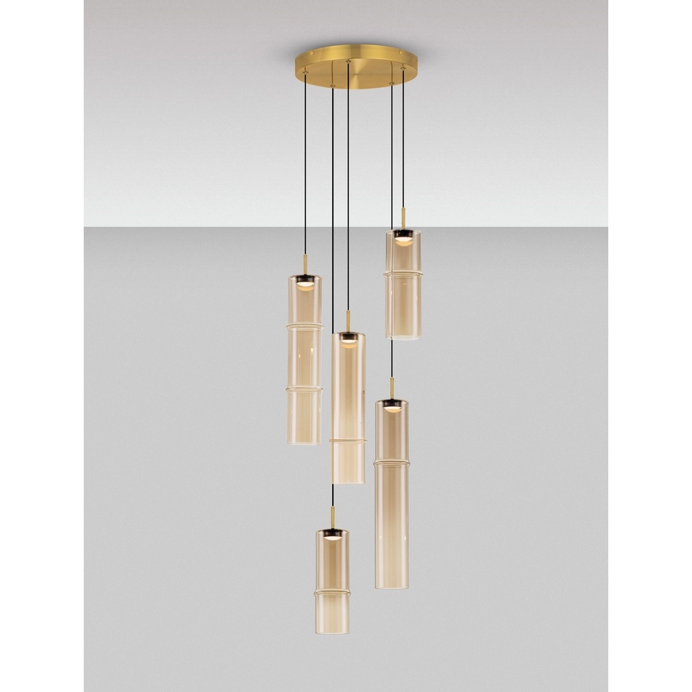 Suspension unique Sano Rond 5 pâles dorés Suspension unique Sano Rond 5 pâles dorés