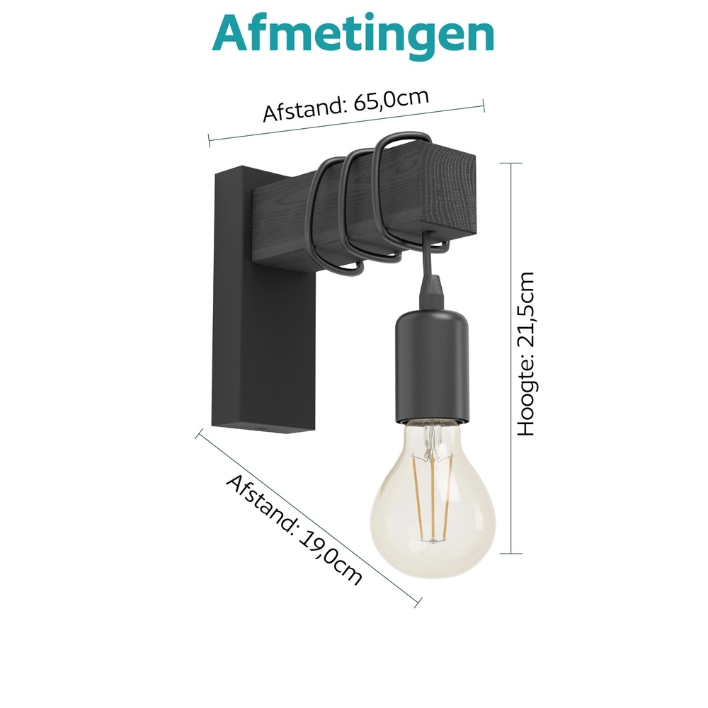 Lampe murale de campagne Townshend Bois noir Eglo 9002759307387