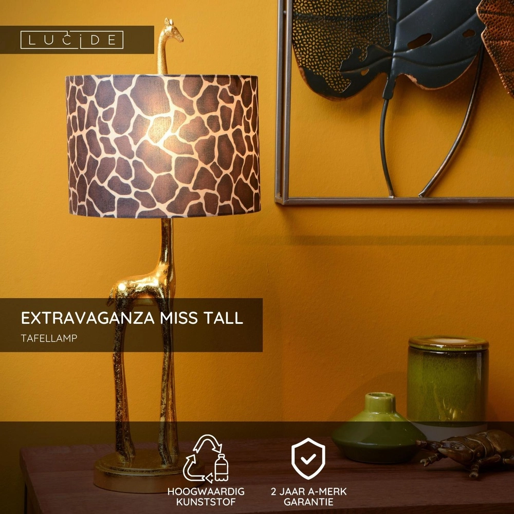 Lampe de table Extravaganza Miss Tall Girafe or avec noir Lucide 5411212105424