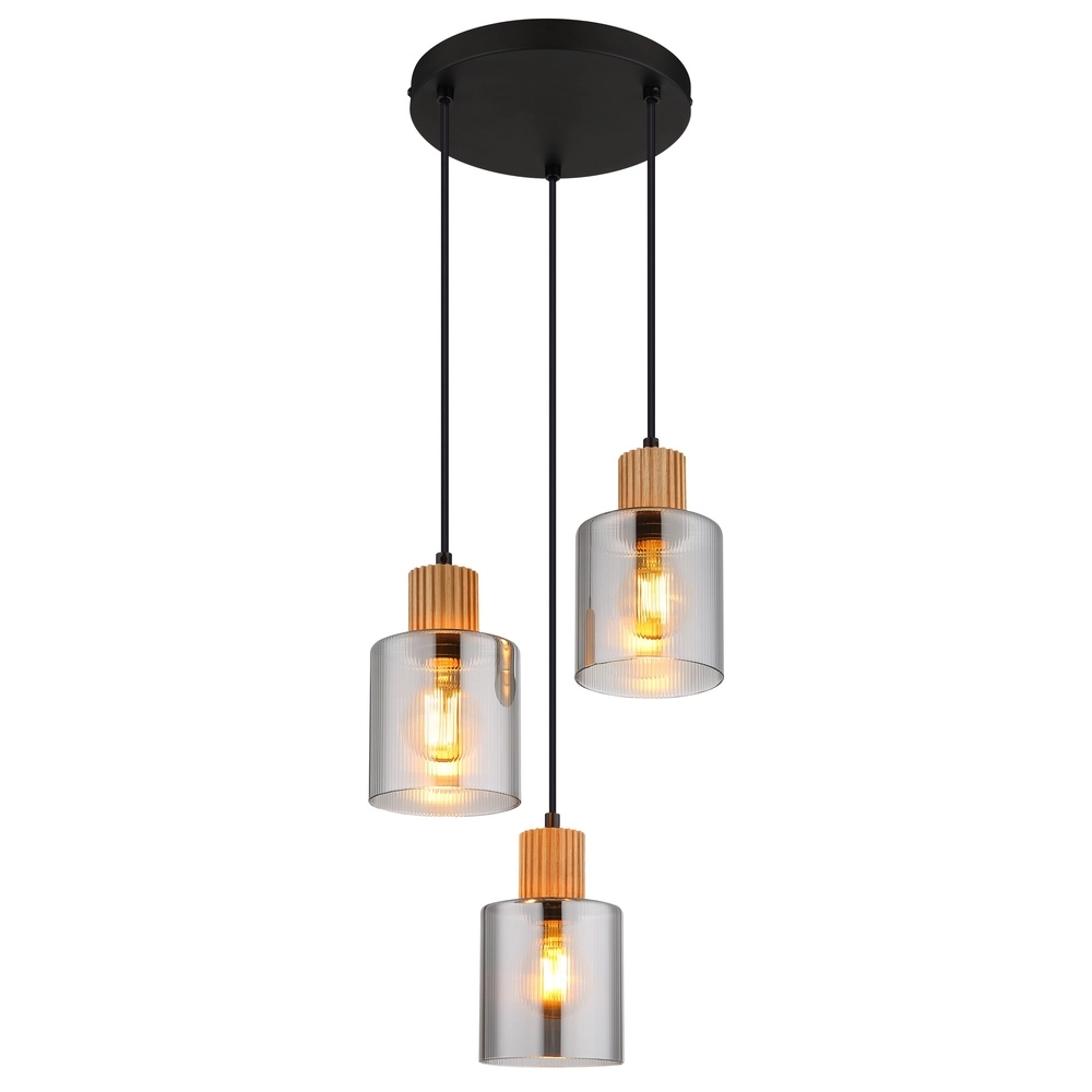 Lampe pendante de conception Aleidis Noir rond à 3 lumières