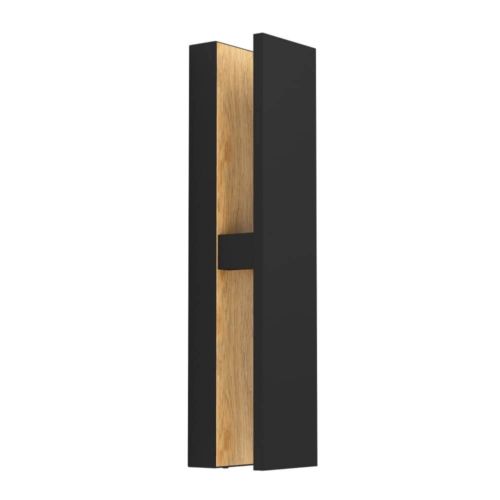 Lampe d'extérieur Costorio Noir avec du bois Lampe d'extérieur Costorio Noir avec du bois