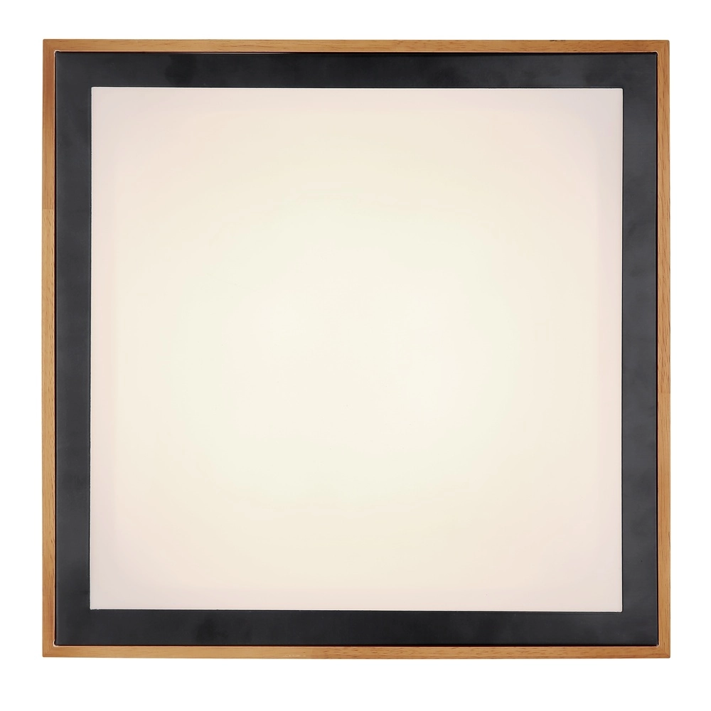 Lampe de plafond Bruno 39 cm carrés noirs avec du bois Globo 9007371433469