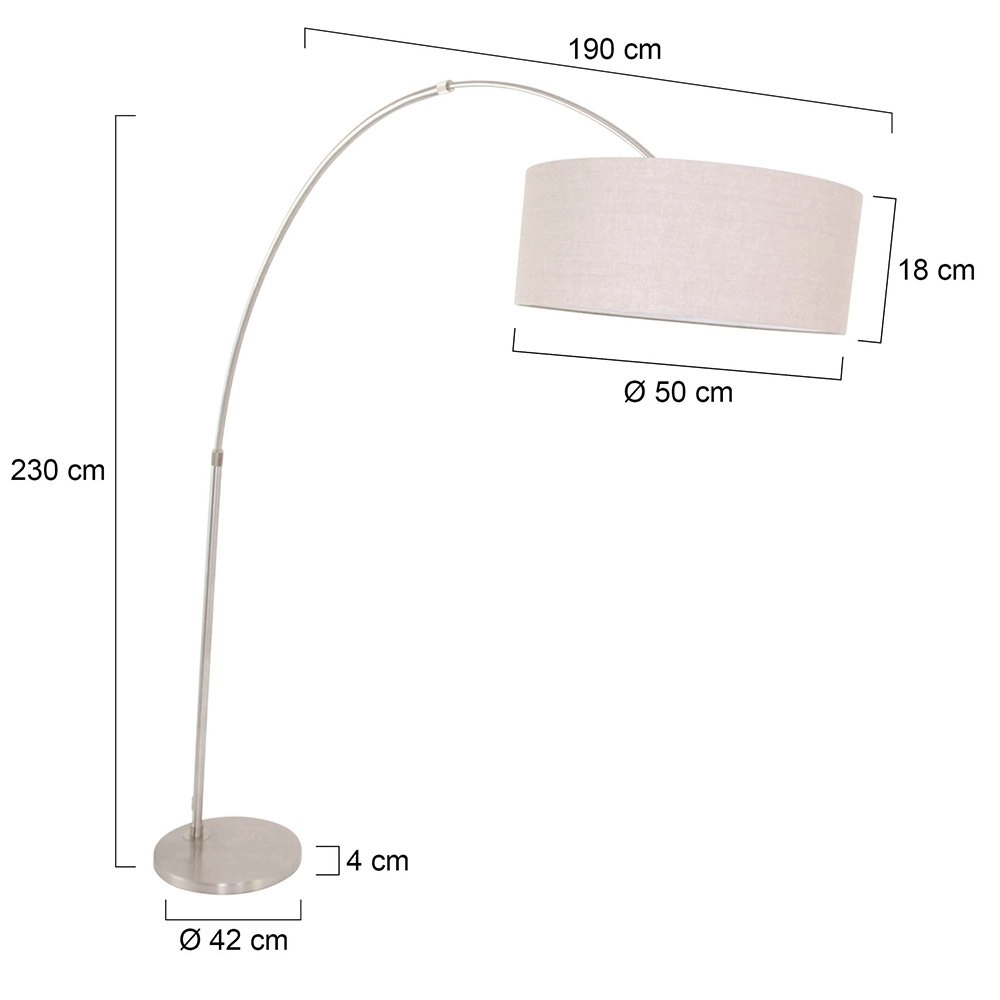 Lampe à arc Gramineus 50 Acier inoxydable avec capot en cuir marron Steinhauer 8712746118322