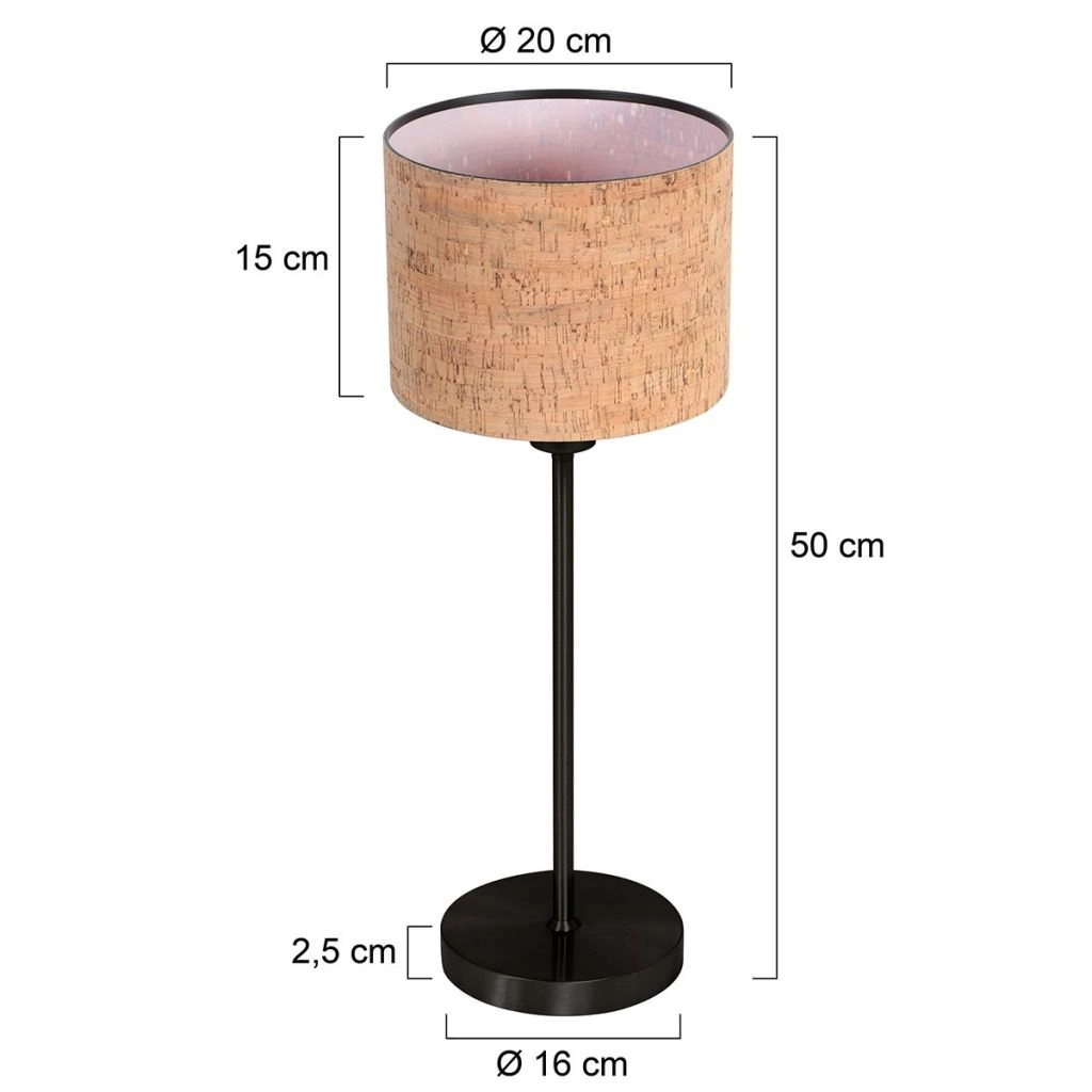 Lampe de table Noor avec un chapeau en liège Ø20cm Steinhauer 8712746182163