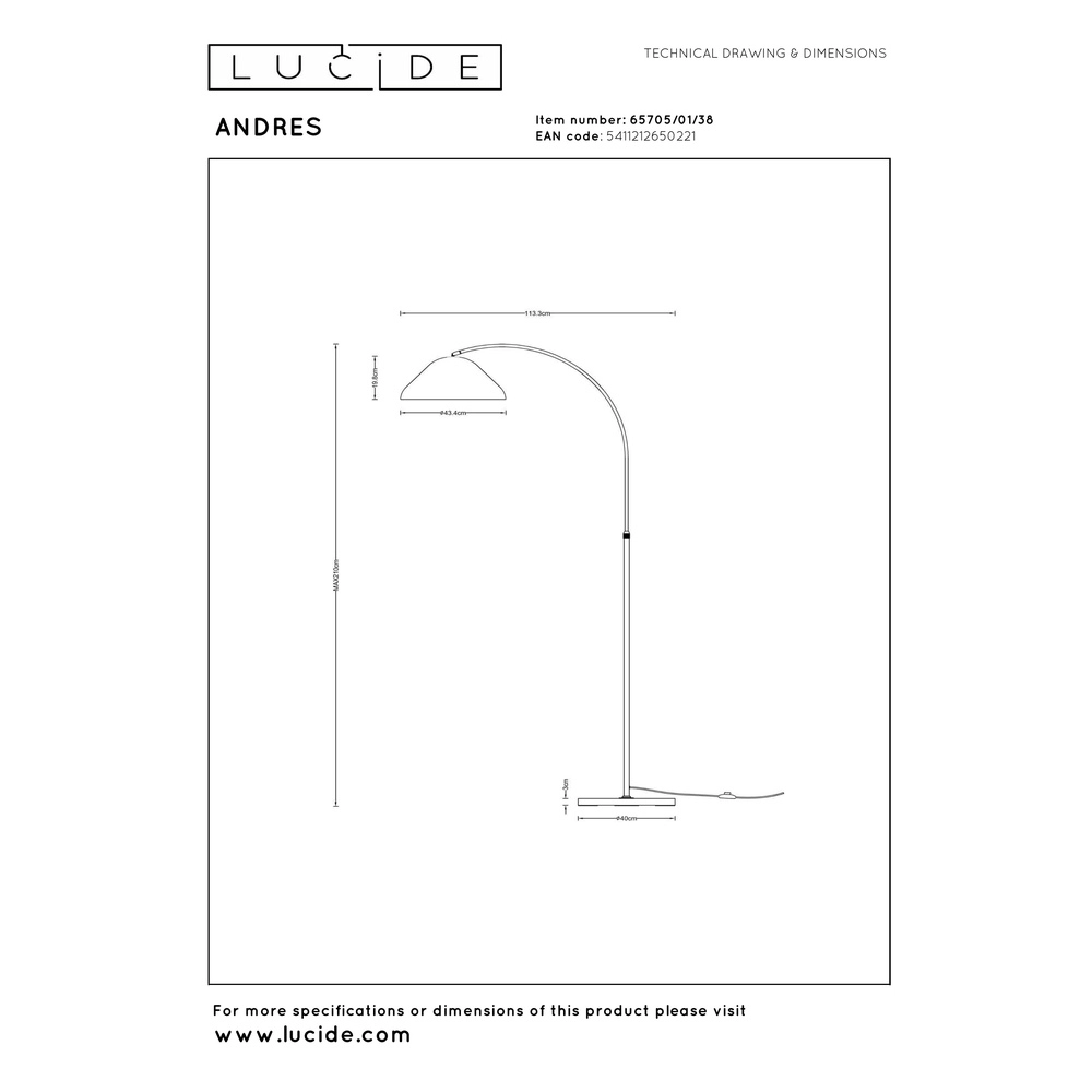 Lampe de pied Andres Crème Lucide Vibes 5411212650221