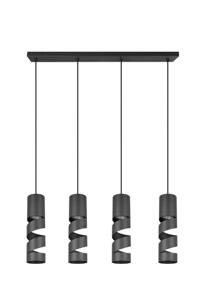Lampe suspendue tube 4 lumières Stream noir Trio 4017807613995