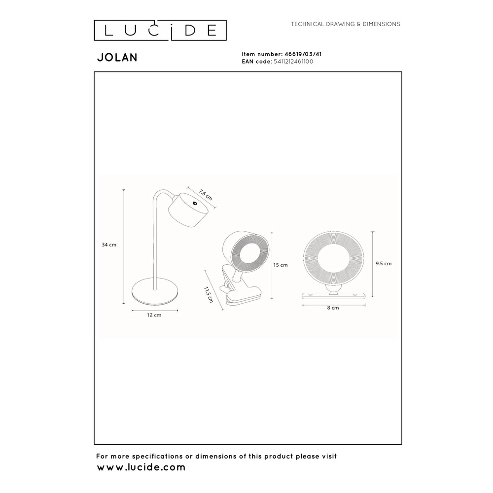 Lampe de bureau rechargeable Jolan taupe Lucide 5411212461100