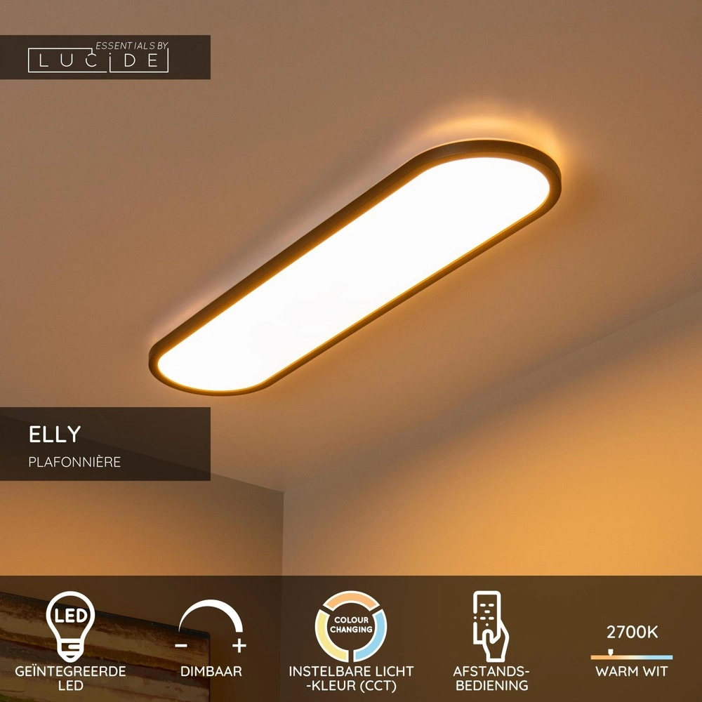 Éclairage ovale de plafond Elly 36W noir Lucide 5411212071828