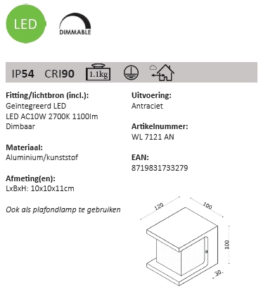 Lampe d'extérieur LED Iser 11x10cm Artdelight 8719831733279