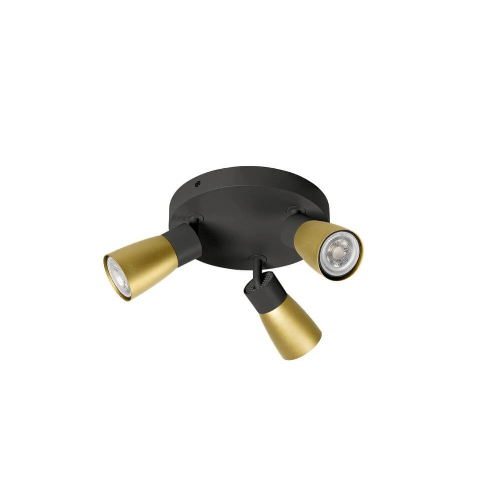 Projecteur rond Puri 2.0 Dome noir-or 3 lumières SLV 4024163293853