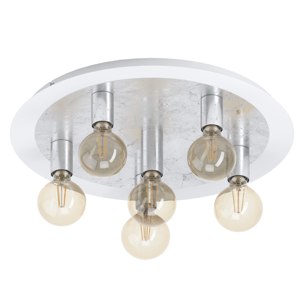 Lampe de plafond unique Passano Six feux blancs et argentés Eglo 9002759974961