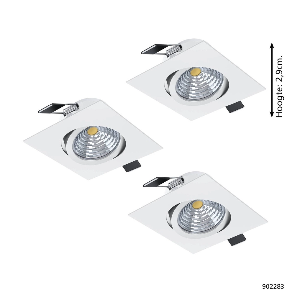 Lot de 3 spots encastrés Saliceto carré blanc Eglo 9008606358830