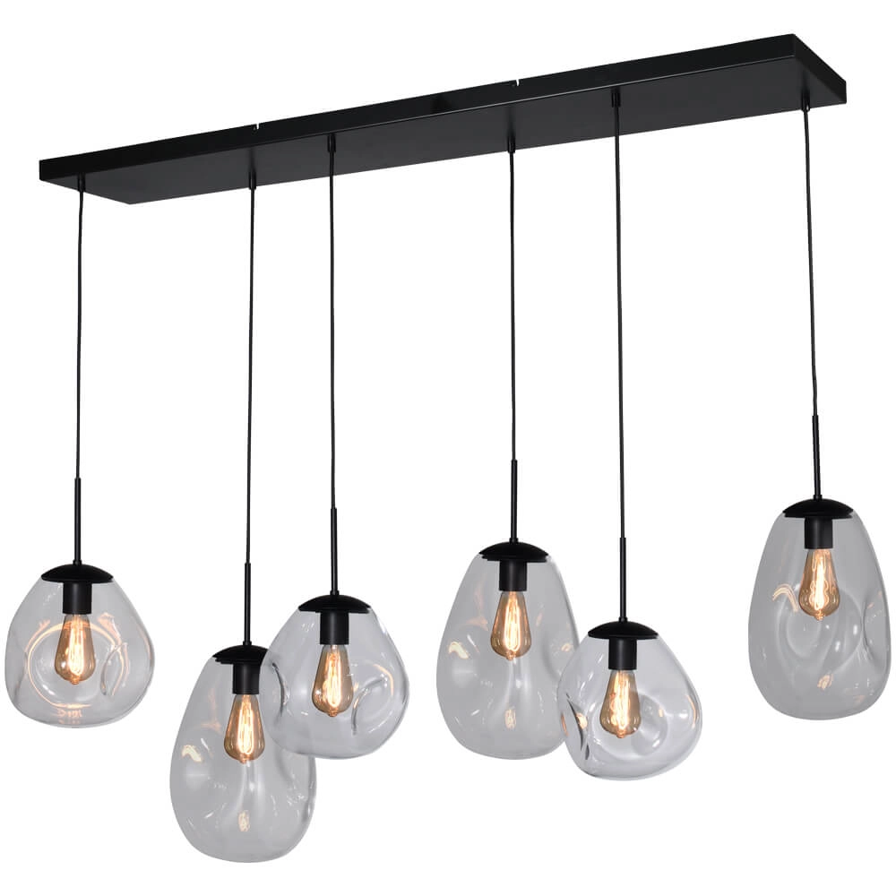 Lampe suspendue Lava 6x verre transparent