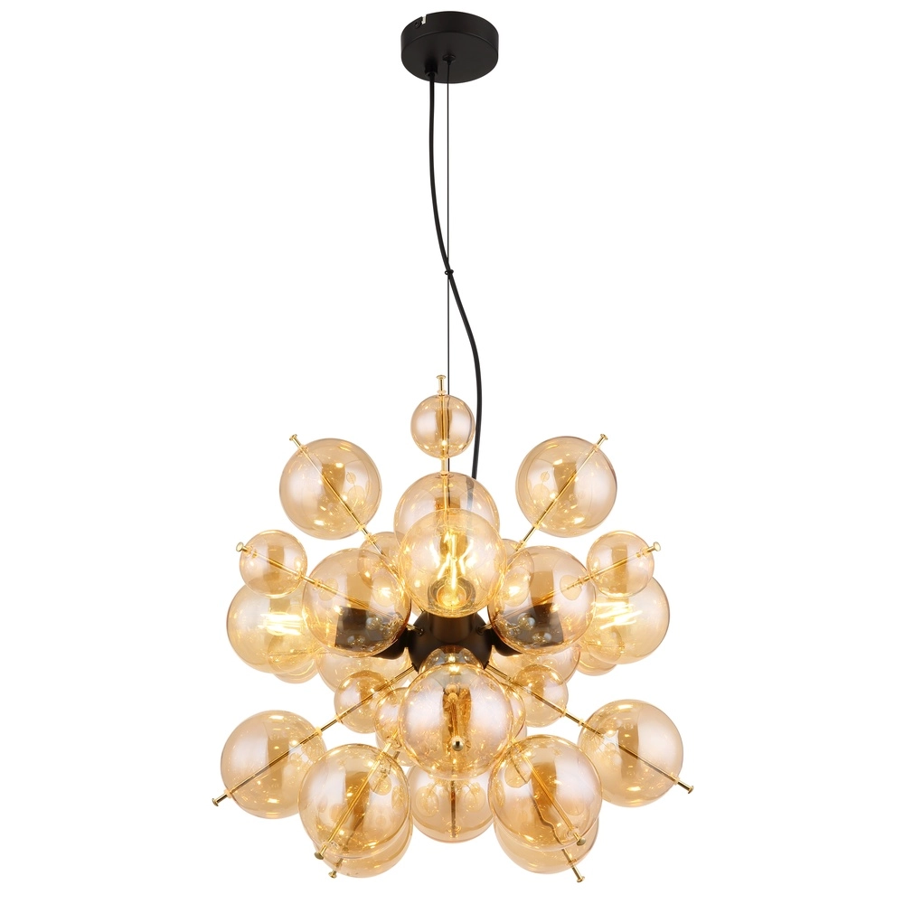 Lampe pendante unique Udo Verre ambré Ø 51cm