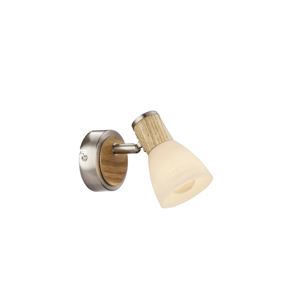 Lampe murale Gylfi Nickel avec bois