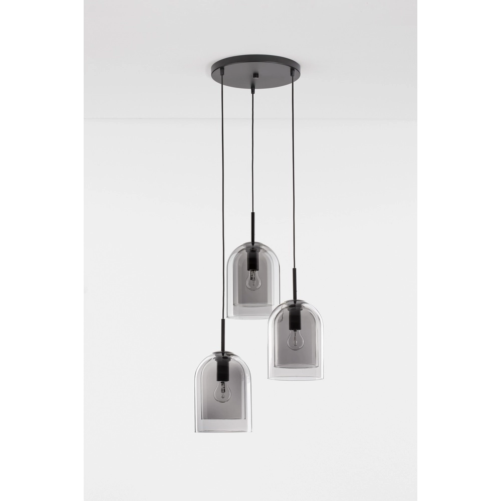 Suspension Velor 3 lumières noir rond Lyora 5212017431189